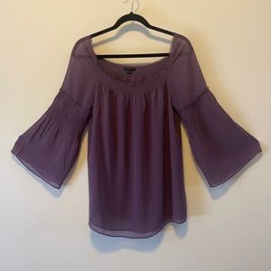 Theory Smocked Peasant top with Raw edge detail S